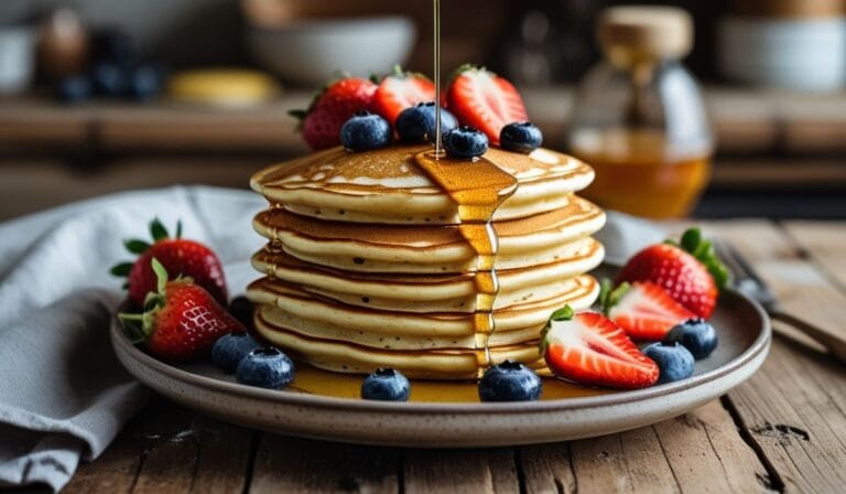 Soft and fluffy eggless pancake without butter
